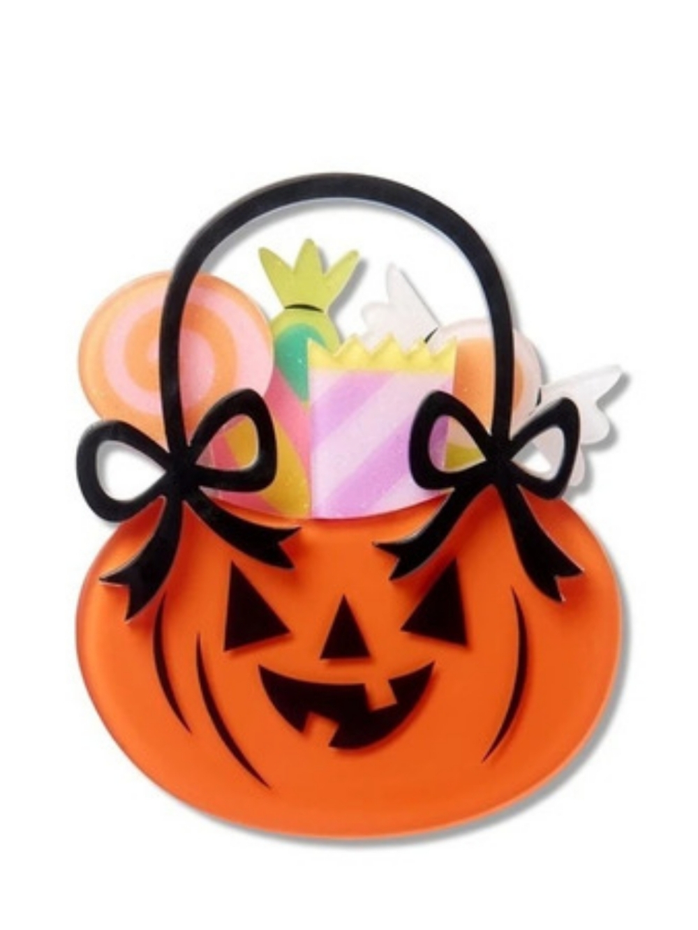 Erstwilder Only Treats Halloween Pumpkin Brooch Orange & Black